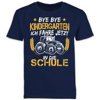 Shirtracer T-Shirt Bye Bye Kindergarten ich fahre jetzt in die Schule Traktor Weiß Orange Einschulung Junge Schulanfang Geschenke