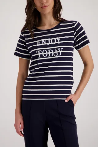 monari - Sweatshirt mit Streifen marine ringel - Gr. - 40