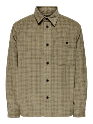 ONLY&SONS - ONSWALEED CORDUROY OVERSHIRT 0345 VD Chinchilla - Gr. - XXL