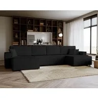 Goldstoff Ecksofa Cordstoff - U-Sofa mit Schlaffunktion und Bettkasten, Amalia Couch mit Cord-Bezug - Schlafsofa mit Liegefläche 330x147 cm - Stauraum - Komfort-Polsterung, Universell stellbar rechts/links