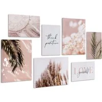 Youyijia Poster Wandbilder Boho Pampasgras 7-teiliges Poster Set,Moderne Wandbilder