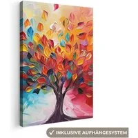 OneMillionCanvasses® Leinwandbild Baum - Lebensbaum - Bunt - Abstrakt, Fotodruck (1 St), Leinwand Canvas Wandbild, Wanddekoration 20x30 cm