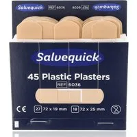 Salvequick® Wundpflaster Salvequick 6036 Wasserfeste Pflasterstrips Refill 45Stk (Nachfüllpackung, 45 St., in zwei Größen), allergiegetestet, hautfreundlich, selbstklebend