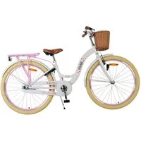 Volare Kinderfahrrad Volare Blossom Kinderfahrrad für Mädchen - 26 Zoll in Weiß, Vorderradbremsen, stabiler Schloss, praktische Korb