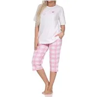 Normann Pyjama Normann Damen Pyjama mit karierter Capri Hose - auch in Übergröße