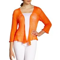 Caspar Strickjacke STJ022 angenehm leichter Damen Sommer Bolero mit 3/4 Arm