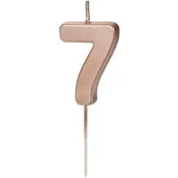 partydeco Geburtstagskerze, Geburtstagskerze Zahl 7 Zahlenkerze 4,5cm Rosegold