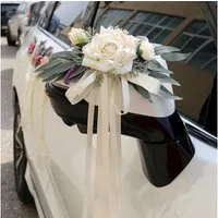 FELIXLEO Dekohänger 2St Hochzeit Autoschmuck Schleifen Künstliche Blumen Rückspiegel Weiß. (2 St)