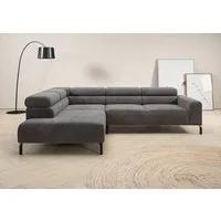 Home affaire Ecksofa Antonelli, L-Form, inkl. Kopfteilverstellung, Breite 276 cm, mit elektrischer Sitztiefenverstellung, in Cord, dunkelgrau