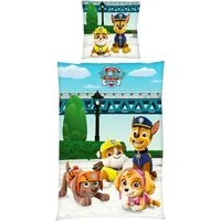 Herding Kinderbettwäsche 135x200cm Paw Patrol Hunde Polizei, Renforcé, 2 teilig, Chase, Marshall, Skye, Rubble, Zuma und Everest, mit Knopfleiste