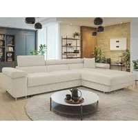 MIRJAN24 Ecksofa Torezio Mini Cord, mit Bettkasten und Schlaffunktion, Einstellbare Kopfstützen, 280x170x70-90 cm