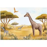 Wallarena Fototapete Tiere Bäume - Mehrfarbig - Kinder - Vlies - Schlafzimmer, glatt, (8 St), 400x280cm