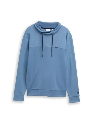 Tom Tailor - Snood Sweatshirt mit Struktur-Mix blue white blue fine stripe - Gr. - XXXL