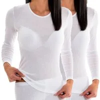 HERMKO Unterziehshirt 17830 2 Stück Damen langarm Unterhemd, Shirt aus Baumwolle / Modal