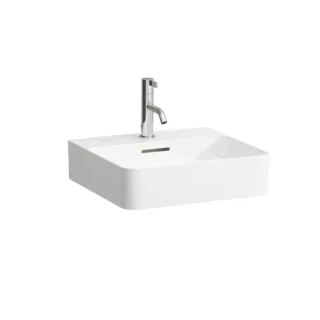 LAUFEN VAL Aufsatzhandwaschbecken 8162800001041 45x42cm, mit Hahnloch und Überlauf, Saphirkeramik