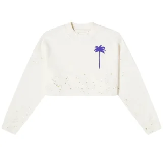 Palm Angels Pxp Painted Cropped Crewneck Butter