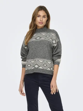 ONLY - ONLVICTORIA L/S PULLOVER KNT NOOS Medium Grey Melange - Gr. - XL