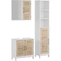 Vicco Badmöbel-Set Looma, Weiß/Eiche, 3 Teile, (3-St., 3er Set)