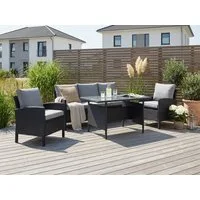 KONIFERA Gartenlounge-Set »Brooklyn«, (Set, 12-tlg., 1x 3er Sofabank, 2 Sessel, Tisch 66x120x74 cm, inkl. Auflagen), Stahl/Polyrattan