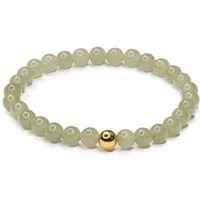 MayTree Armband Echte chinesische Jade, 16-18 (Stück, 1-tlg), mit 24K vergoldeter Perle aus 925Silber