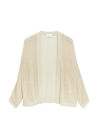 comma - Strickjacke mit Lochmuster beige - Gr. - L