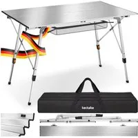 tectake Campingtisch Aluminium Klapptisch - faltbar, wetterfest, 120 x 70,5 x 58 – 79 cm (Outdoor Beistelltisch Bastian, 1-St., 1 tlg), Praktischer Campingtisch mit smarter Faltfunktion