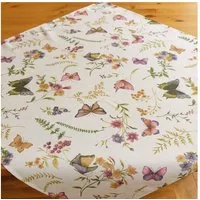 matches21 HOME & HOBBY Tischdecke Tischdecke EMELIE Schmetterlinge & Blumen Polyester 110 x 110 cm (1-tlg), Pflegeleicht & waschbar bei 30 °C