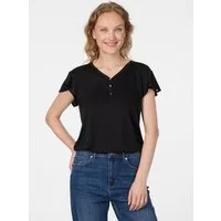 Ragwear V-Shirt mit kurzer Knopfleiste, aus Polyester und Viskose, in Jersey-Qualität