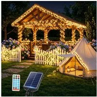 Salcar LED Solarleuchte LED Lichterkette Außen Solar Gartenleuchte für Garten Hochzeit Party, 5,6m 768er LED 13 Modi mit Fernbedienung Warmweiß Wasserdichte