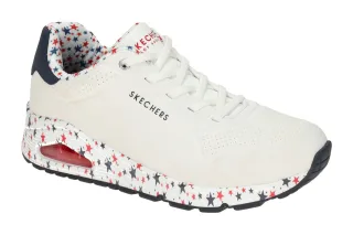 Skechers 177008 WRDB Damenschuhe UNO - FREE STRYDE Wei?/Rot/Blau Memory Foam ...