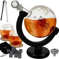 MALATEC Dekanter Whisky-Set Globus Whisky-Karaffe Whisky-Gläser Stein-Eiswürfel 850 ml, (12-tlg)