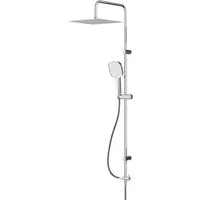 AM.PM Duschsystem PLAY mit Regendusche Teleskopische Duschstange Dusche Brause, Höhe 1200 cm, 3 Strahlart(en), Dusch-Komplett-Set Duschset Brauseset Chrom / Silber, Kopfbrause & Handbrause mit Antikalk-Duschkopf, Dusch-Komplett-Set Duschset, Air-In T