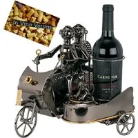 BRUBAKER Weinflaschenhalter Paar auf Motorrad mit Beiwagen, (inklusive Grußkarte), Metall Skulptur, Wein Geschenk Flaschenhalter