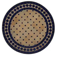 Casa Moro Beistelltisch Mediterraner Mosaik-Beistelltisch terrakotta mit Gestell H 50 cm (45 cm rund blau, Kunsthandwerk aus Marrakesch, Marokkanischer Bistrotisch Balkontisch), Handmade, MT2994