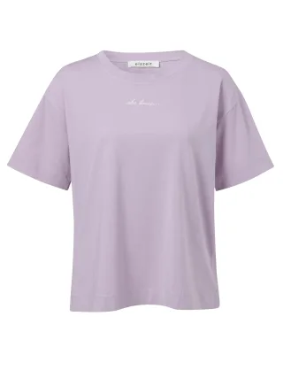 eiszeit - T-Shirt Rundhals Einsatz 1/2 Arm Motiv Druck lilac/white - Gr. - 52