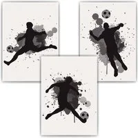 Tigerlino Poster Jungen Fußball Bilder 3er Set Kinderzimmer Fußballspieler Wandbilder