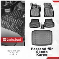 fussmattenprofi.com Auto-Fußmatten 3D Auto Gummimatten&Kofferraumwanne passend für Skoda Karoq 2017-2026