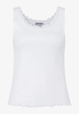 MORE & MORE - Shirttop mit Spitze weiß - Gr. - 46