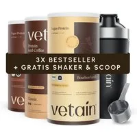 VETAIN VETAIN Vegan Protein Bundle + Gratis Edelstahl Shaker & Scoop Pulver, 3 er Spar-Set à
