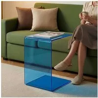 en.casa Beistelltisch, »Trölmapilu« Glas C-Form fertig montiert 60 x 40 x 40 cm Blau