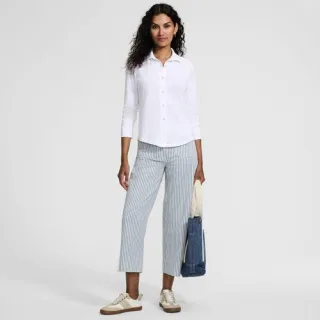 Langärmelige Supima-Jerseybluse, Damen,  Weiß, Baumwolle, by Lands' End
