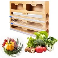Youyijia Folienspender 5-in-1 Bambus Folienspender 5 Steckplätze für Schublade&Arbeitsplatte