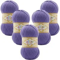Alize 5 x ALIZE Baby Best 851 periwinkle Häkelwolle, 240 m, Babywolle,Viskose,Anti-Pilling,Babygarn
