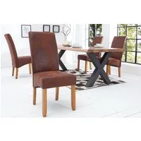 riess-ambiente Polsterstuhl CASA vintage braun/natur - Microfaser, Gummibaum, Massivholz, vintage (Einzelartikel, 1 St), bequeme Polsterung & hohe Lehne - ideal für Deinen Chesterfield-Look