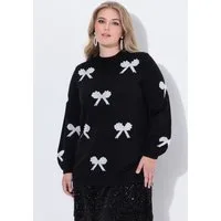 MIAMODA Rollkragenpullover Pullover Regular Fit Schleifen mit Zierperlen
