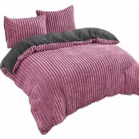 Visaggio Bettwäsche Teddyplüsch Winter Bettbezug Cord Optik, Fleece, 4 teilig, extra warm und kuschelig, Winterbettwäsche Cashmere Touch