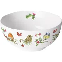 Ambiente Luxury Paper Products Müslischüssel Porzellan Schale, Serviergeschirr, Geschirr, Schalen, Schüssel, Porzellan Schüssel Vogel, Vögelchen ca, 400 ml, Tiere, Blumen - Pflanzen, Tiere, Winter, Christmas robins, Motiv, (1-tlg), Kollektion, Gesche