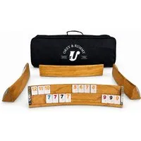 Uzman Spielesammlung Okey Rummy aus echtem Palisanderholz mit gebogenen Spielbrettern, Handpolierte Bretter mit natürlicher Maserung und wertiger Haptik