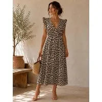 Worldclassca Sommerkleid Worldclassca Musselin Sommerkleid Leopard Animal Muster Lang Strand Neue Kollektion - Stilvolle und gemütliche Sommer Mode für Damen