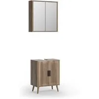Vicco Badmöbel-Set Skara, Eiche, 2 Teile, (2-St., 2er Set)
